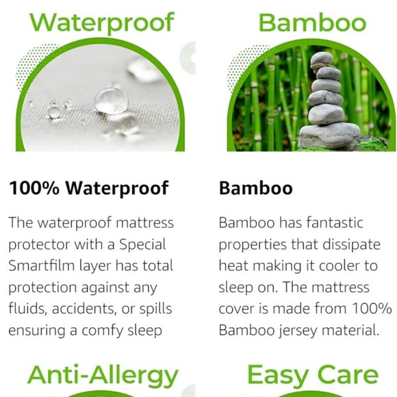 COMFIER SLEEP "100% Bamboo Mattress Protector" Waterproof- NaturallyCooling-KING - Picture 6 of 13